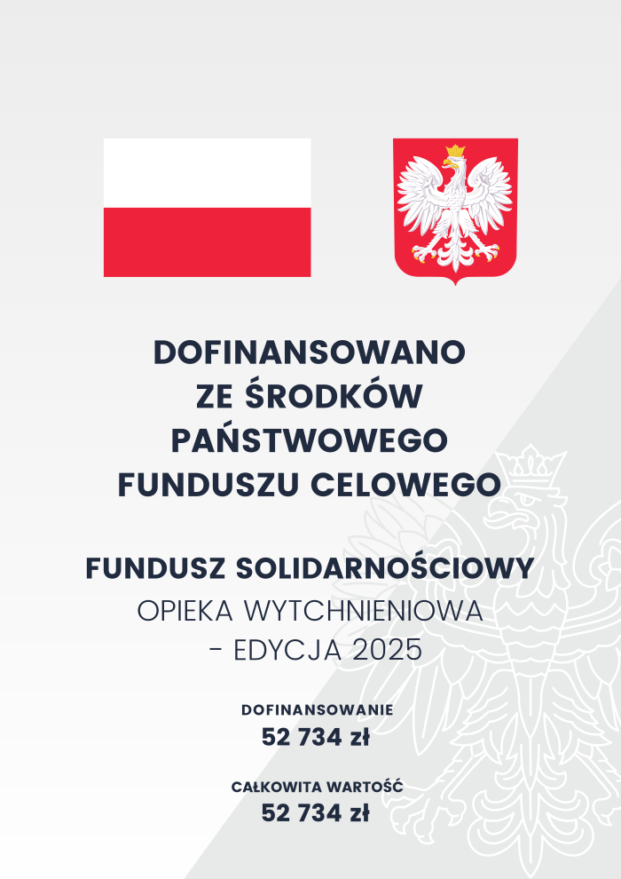 Plakat o dofinansowaniu opieki wytchnieniowej ze środków państwowego funduszu celowego